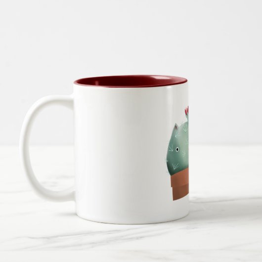 サボテンの猫が好き – 11oz.マグ ツートーンマグカップ (左)