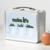 サボテンの生命鉢植え メタルランチボックス (インサイチュ)