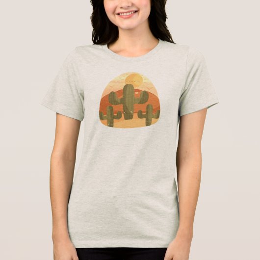 サボテンの砂漠と太陽 トライブレンドＴシャツ (正面)