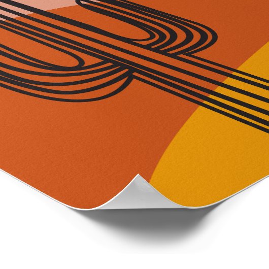 サボテンの砂漠の風景イラストレーション ポスター (角)