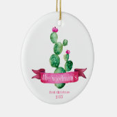 サボテンの砂漠家族の初めてのクリスマスのオーナメント セラミックオーナメント (右)