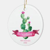サボテンの砂漠家族の初めてのクリスマスのオーナメント セラミックオーナメント (左)