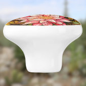 サボテンの砂漠 ピンクの花 偽ステンドグラス セラミックノブ