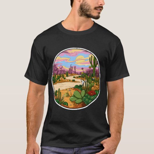 サボテンの砂漠 Tシャツ (正面)