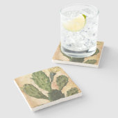 サボテンの素朴なヴィンテージ ストーンコースター (横)