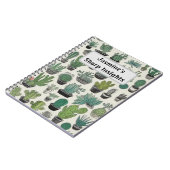 サボテンの緑のパタパーソナライズされたーン ノートブック (左側)