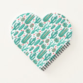 サボテンの緑の白いパタモノグラムのーン ノートブック (裏面)