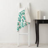 サボテンの緑の白いパターンのモノグラム シェルパブランケット (インサイチュ)