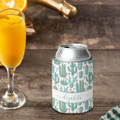 サボテンの緑の白い赤いパターン名 缶クーラー