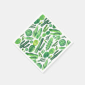 サボテンの緑。水彩植物学。サボテン模様 スタンダードカクテルナプキン (角)