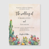 サボテンの花さびしいバラ金ゴールドラグジュアリー結婚ズ マグネット招待状 (正面)