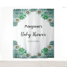 サボテンの花と多肉植物の白いベビーシャワー