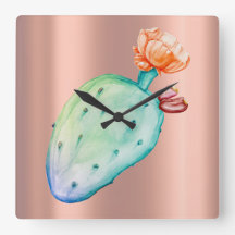 サボテンの花のばら色の金ゴールドの銅の赤面の水彩画