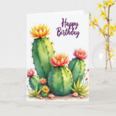 サボテンの花の誕生日カード カード (黄色い花)