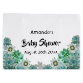 サボテンの花は白い赤ちゃんシャワーを吸う ラージペーパーバッグ (裏面)