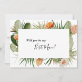 サボテンの花を飾った砂漠のベストマン提案カード 招待状 (正面)