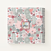 サボテンの花ピンクのミント多肉花 ノートブック (裏面)