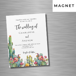 サボテンの花結婚高級 マグネット招待状