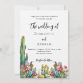 サボテンの花結婚高級 招待状 (正面)