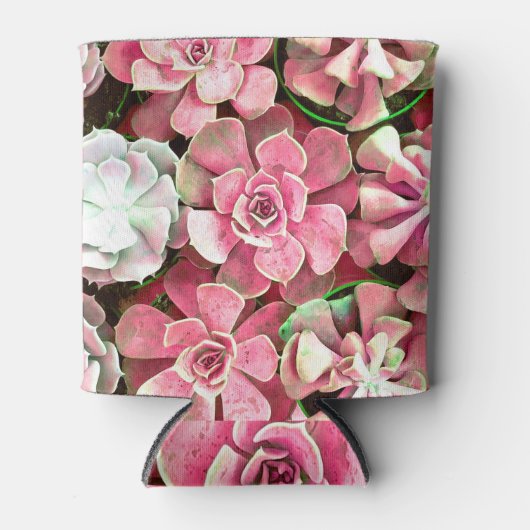 サボテンの花、ロマンチック結婚なデザイン 缶クーラー (正面)