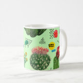 サボテンの花：水彩幾何学背景。 コーヒーマグカップ (正面右)