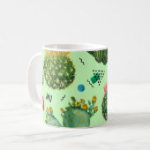 サボテンの花：水彩幾何学背景。 コーヒーマグカップ (正面左)