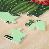 サボテンの花：水彩幾何学背景。 ジグソーパズル (側面)