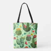 サボテンの花：水彩幾何学背景。 トートバッグ (裏面)