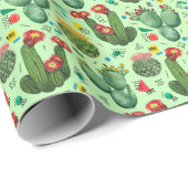 サボテンの花：水彩幾何学背景。 ラッピングペーパー (ロールコーナー)