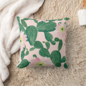 サボテンの花：水絵画色の クッション (ブランケット)