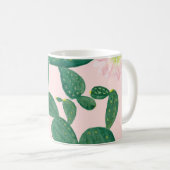 サボテンの花:水絵画色の コーヒーマグカップ (正面右)
