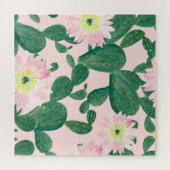 サボテンの花：水絵画色の ジグソーパズル (横)