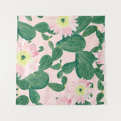 サボテンの花:水絵画色の タペストリー (正面(横))