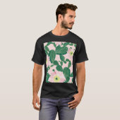 サボテンの花：水絵画色の Tシャツ (正面フル)