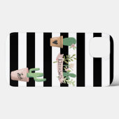 サボテンの花 黒 白 ストライプ柄 Case-Mate iPhoneケース (裏面 (横))