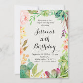 サボテンの誕生日の招待 招待状 (正面)