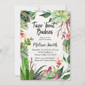 サボテンの赤ちゃんのお祝い招待状 タコについて赤ちゃんたち 招待状 (正面)