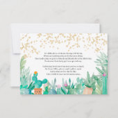 サボテンの金ゴールドグリッターの水彩ベビーシャワーインサート 招待状 (正面)