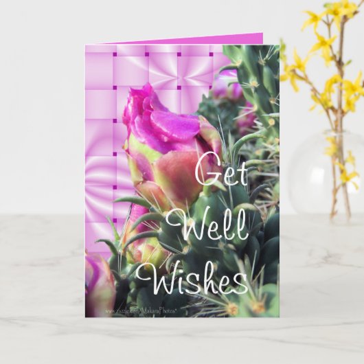 サボテンの開花はあらゆる大事な行事のためにGetWellカスタマイズ カード (黄色い花)