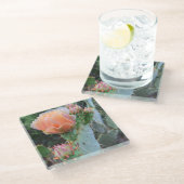 サボテンの開花淡い色のピンク砂漠の花の写真 ガラスコースター (アングル)