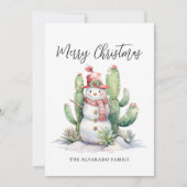 サボテンの雪だるま メリークリスマス シーズンカード (正面)