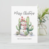 サボテンの雪だるま メリークリスマス シーズンカード (スタンド正面)