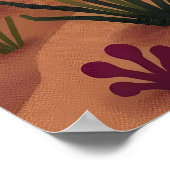 サボテンの風景と砂漠の夕日 ポスター (角)