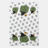 サボテンの魔女"Not a Hugger"ハロウィーン キッチンタオル (縦)