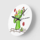 サボテンの鳥の時計 ラウンド壁時計 (傾斜)