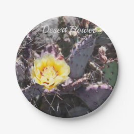 サボテンの黄色い花の春 ペーパープレート
