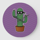 サボテンのbandidoの忍者によって覆われる卑劣な強盗 ラージ壁時計 (正面)