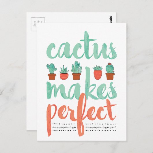 サボテンは完全な小さなサボテンの植物をグラフィックにする ポストカード (正面/裏面)