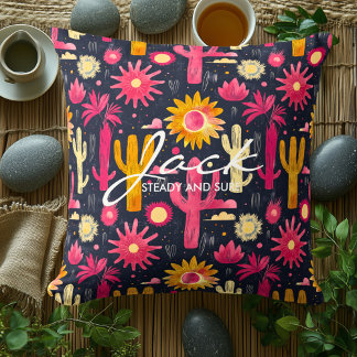 サボテンをテーマにしたカラー付きクッ鮮やかション クッション