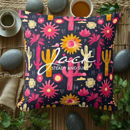 サボテンをテーマにしたカラー付きクッ鮮やかション クッション